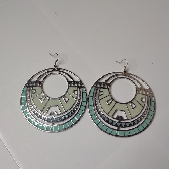 Large Heavy Round Dangle Earrings - Picture 2 of 10